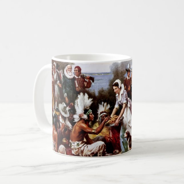 Caneca De Café Ação de Graças, Bonita Arte, Gift Mug (Frente Esquerda)