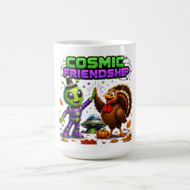 Caneca De Café Ação de Graças de Amizade Cósmica Peru Alien