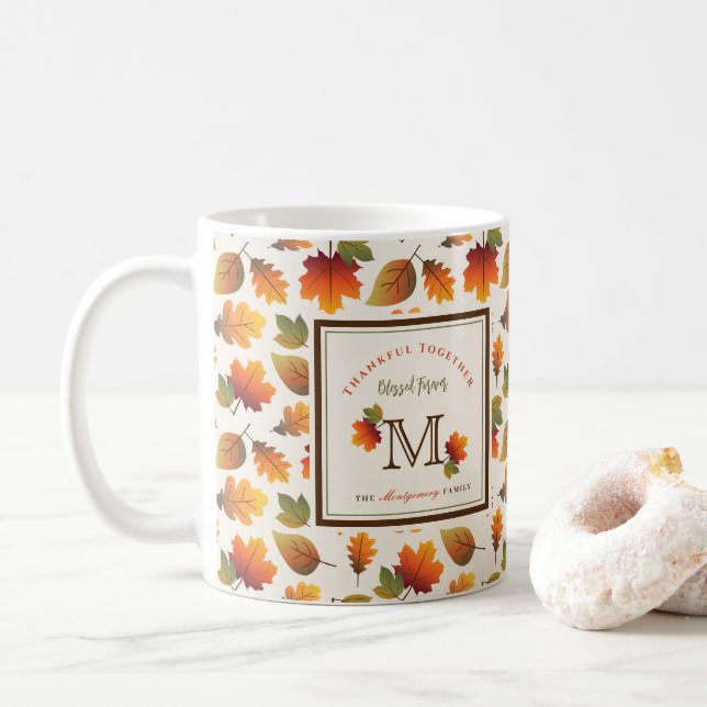 Caneca De Café Ação de Graças De Fall/Autumn Deixa A Família Mono (Com Donut)
