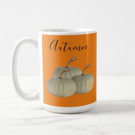 Caneca De Café Ação de Graças de Orange Autumn White Pumpkins