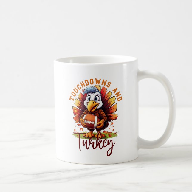 Caneca De Café Ação de Graças de Touchdown e Turquia (Direita)