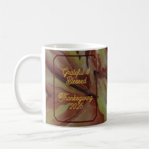 Caneca De Café Ação de Graças Grata e Abençoada
