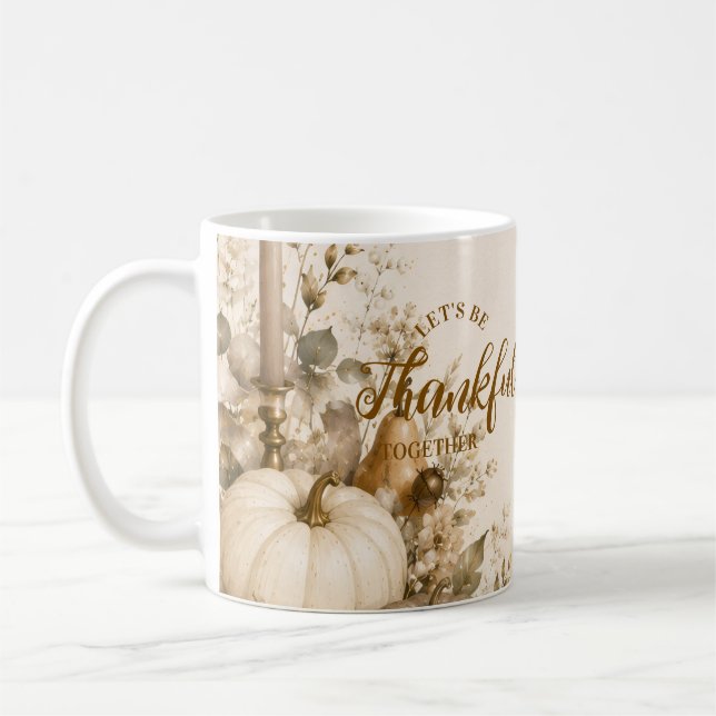 Caneca De Café Ação de Graças Moderna Neutra Sofisticada (Esquerda)