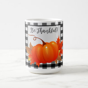 Caneca De Café Ação de Graças Pumpkin Buffalo Xadrez Mug
