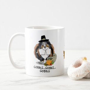 Caneca De Café Ação de Graças Shetland Sheepdog (Blue Merle) Engr