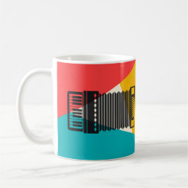 Caneca De Café Accordion Tri-Color - Música Dourada Turquesa Cora