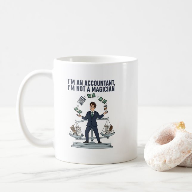 Caneca De Café Accountant Life Essentials – Professional Finance  (Com Donut)