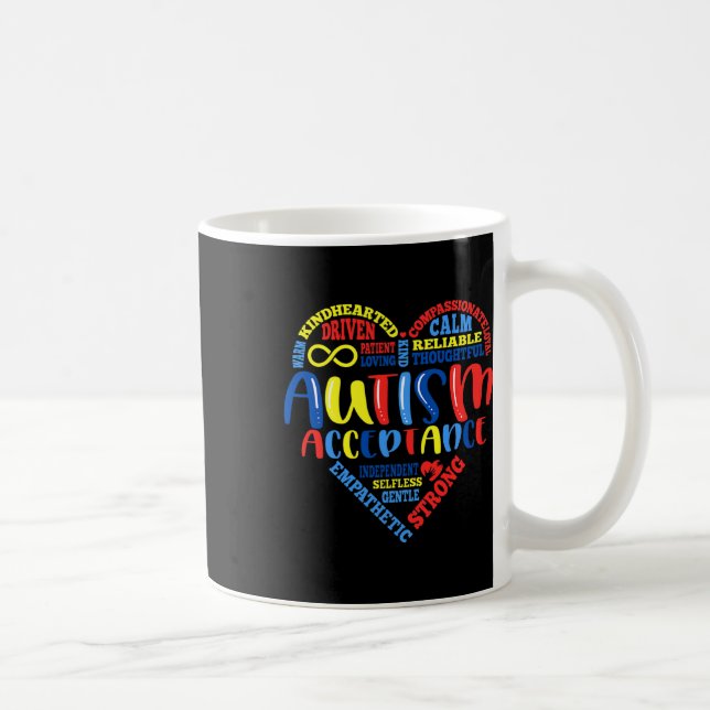 Caneca De Café Aceitação Autismo Atenção Mês de Suporte Quebra-ca (Direita)