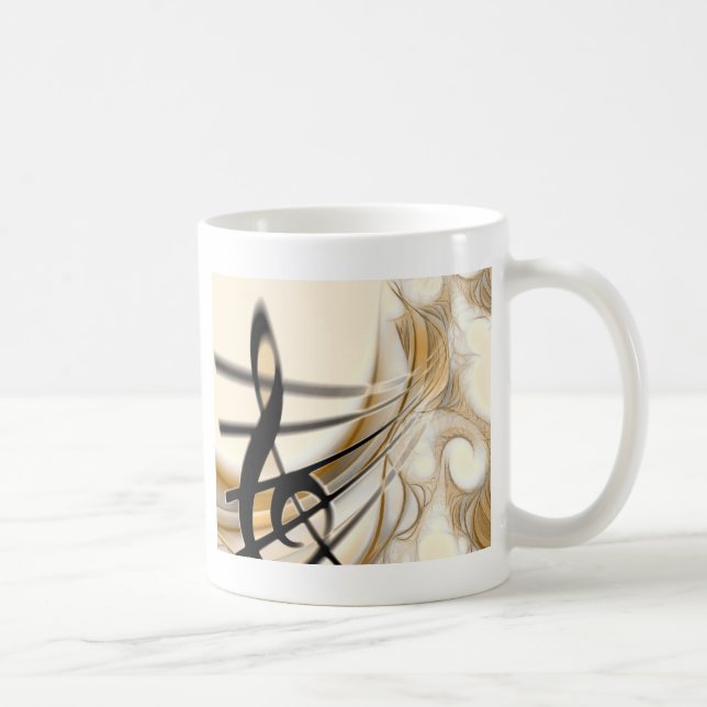 Caneca De Café Acessório sofisticado da folha de música clássica  (Direita)