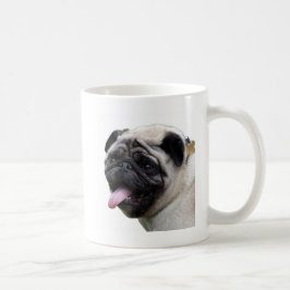 Caneca De Café Acessórios de fotos de Pug branco e bonito, adicio