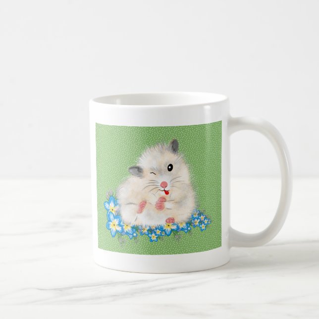 Caneca De Café Acessórios de hamster sírio branco e bonito, polca (Direita)