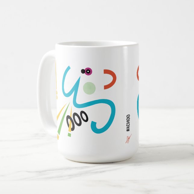 Caneca De Café Achoo Abstrato Modern Art Retro Mug (Frente Esquerda)