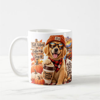 Caneca De Café Aconchegante Outono Golden Retriever Tempero de Ab