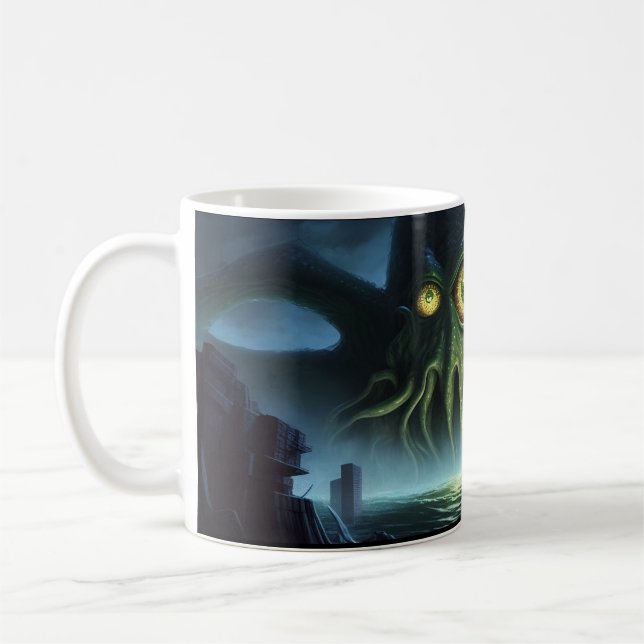 Caneca De Café Acordar e Chamem Forth Cthulu! (Esquerda)