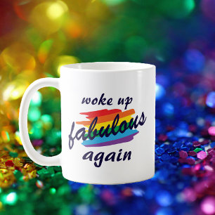 Caneca De Café Acordou Fabuloso, Novamente Orgulho gay Engraçado