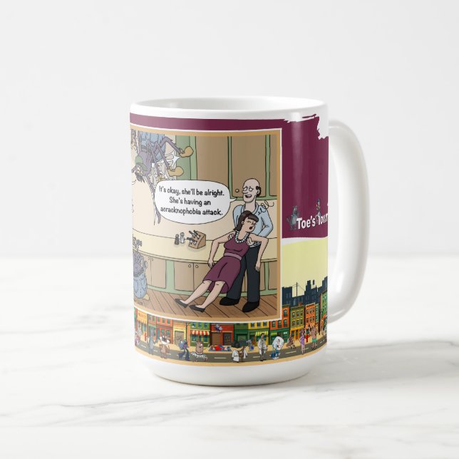 Caneca De Café Acracknophobia | Humor Clássico de Jogo de Palavra (Frente Esquerda)