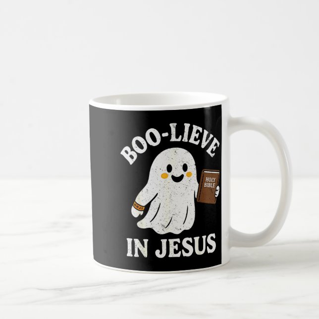 Caneca De Café Acredite em Jesus, divertido cristão fantasma lend (Direita)