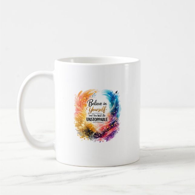 Caneca De Café Acredite em Si Mesmo Arte Abstrata Imparável (Esquerda)