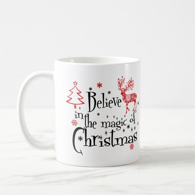 Caneca De Café Acredite na Mágica do Natal Personalizado (Esquerda)