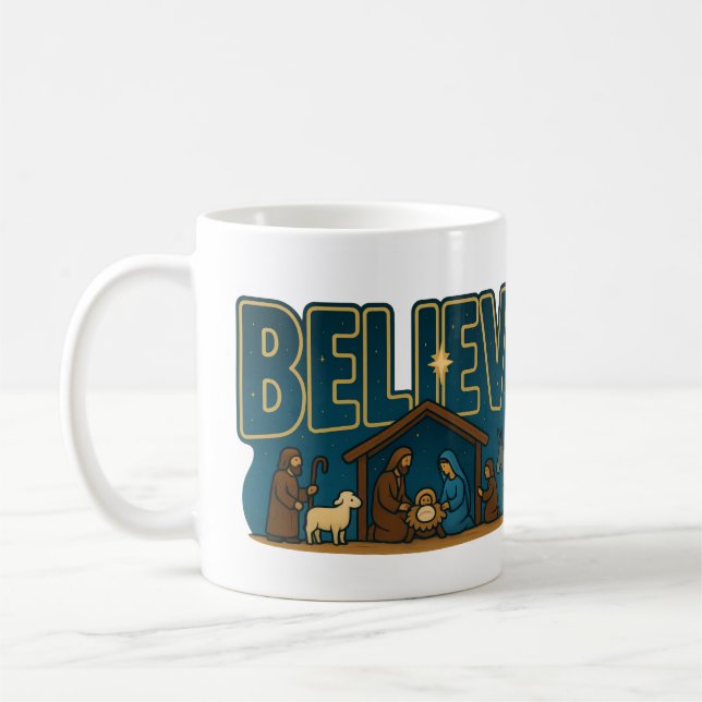 Caneca De Café Acredite na Natividade (Esquerda)