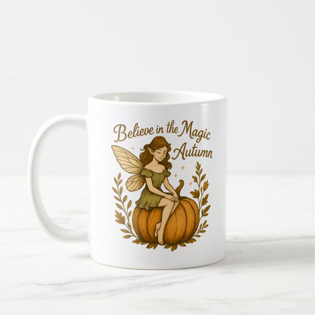 Caneca De Café Acredite no Mágico da Cama de Fada de outono (Esquerda)