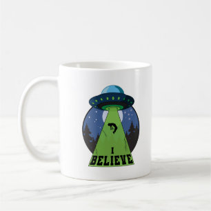 Caneca De Café Acredito que o OVNI Flying Saucers Alienígena Ufol