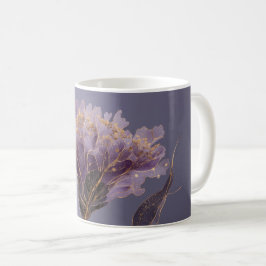 Caneca De Café Acrilica Floral Inspirada em Peônia Roxa com Acent