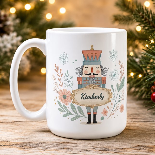 Caneca De Café Acrilico de Natal com Nome Personalizado (Personalized Christmas Nutcracker Mug)