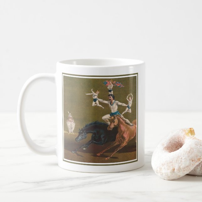 Caneca De Café Acrobats Em Horseback. (Com Donut)