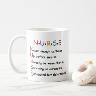 Caneca De Café Acrônimo de ENFERMEIRA engraçado Citação de estuda