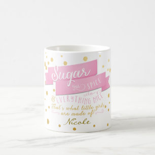 Caneca de Café Açúcar & Tempero Tudo Rosa & Dourad
