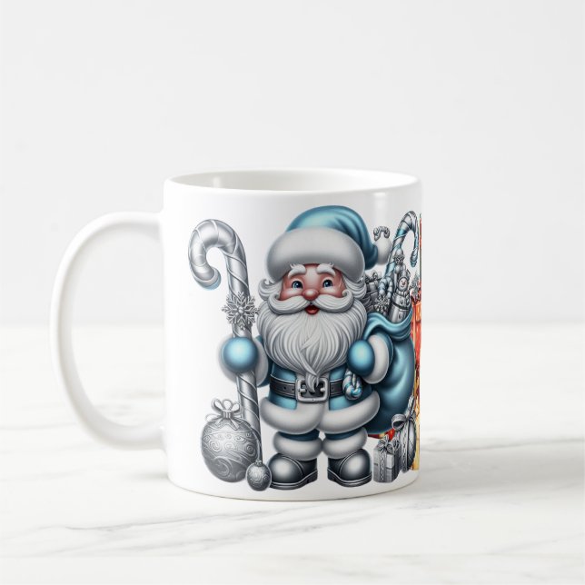 Caneca De Café AD 021 - Gráfico digital de Natal Papai Noel 3d (Esquerda)