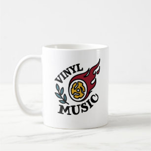 Caneca De Café Adaptador de 45 RPM Tatuagem de Chama de Música em