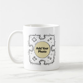 Caneca De Café Add Your Photo Gamer Controller Doodle Frame 