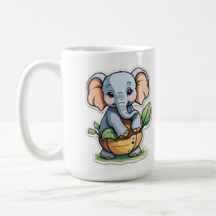 Caneca De Café Adesivo Adorável de Elefante para Bebês - Safari C