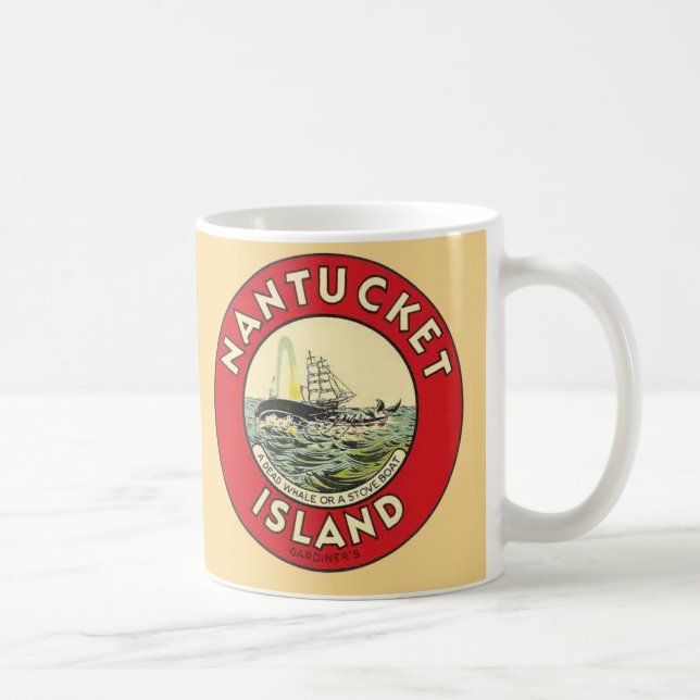 Caneca De Café Adesivo Circular da Ilha Nantucket (Direita)