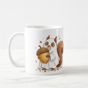 Caneca De Café Adesivo Clássico de Esquilo Fantasma de Halloween