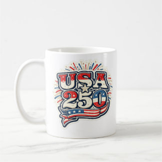 Caneca De Café Adesivo de Aniversário de 250 anos dos EUA – Patri
