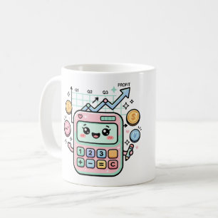 Caneca De Café Adesivo de Calculadora Financeira Pastel Kawaii pa