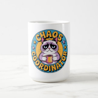 Caneca De Café Adesivo de Gato Coordenador de Caos - Café Irritad