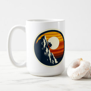 Caneca De Café Adesivo de Montanhismo Vintage Retro Pôr do Sol Mo