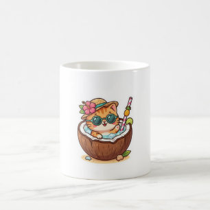 Caneca De Café Adesivo de Óculos de Sol de Gatinho Coco Kawaii Fo