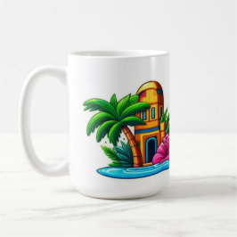 Caneca De Café Adesivo de Paraíso Tropical