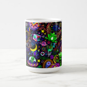 Caneca De Café Adesivo de Sapo com Asas de Fada   Sapo Neon Tripp