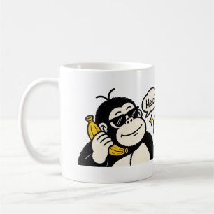 Caneca De Café Adesivo de telefone de banana de gorila engraçado