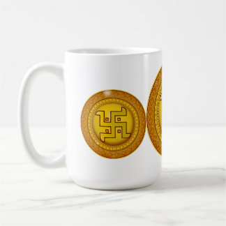 Caneca De Café Adesivo Dourado Hindu Swastik