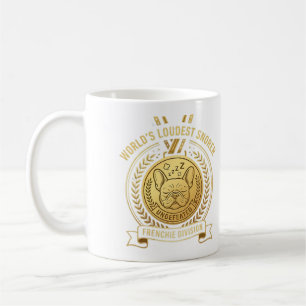 Caneca De Café Adesivo Troféu Frenchie Ronca Mais Alto do Mundo