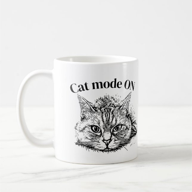 Caneca De Café Adesivos de Gato (Esquerda)