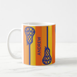 Caneca De Café Adesivos e tiras de Lacrosse Retro Laranja e Roxo