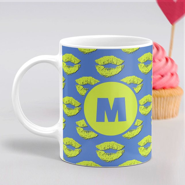 Caneca De Café Adeus e Beijos Personalizados com Lábios Beijando  (Criador carregado)